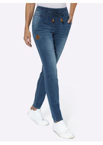 Jogg Pants, Damen, Gr. 46, Normalgr&ouml;&szlig;en, blau (blau, stone, washed), 99% Baumwolle, 1% Elasthan, unifarben, lang, Jeans Jogg Pants