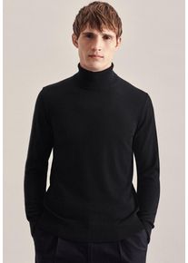 Strickpullover Seidensticker "Schwarze Rose", Herren, Gr. XL, schwarz, 100% Wolle, unifarben, regular fit, Rundhals, Pullover Strickpullover, 1/1 Rollkragen Uni