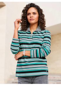 T-Shirt Casual Looks "Shirt", Damen, Gr. 38, schwarz (salbei, schwarz, geringelt), 50% Baumwolle, 50% Polyester, gemustert, gestreift, mehrfarbig, Shirts T-Shirt