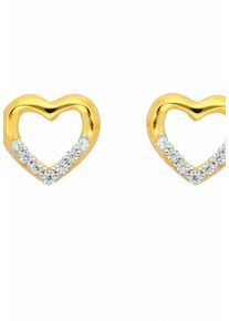 Adelia&acute;s Paar Ohrstecker ADELIA&acute;S "585 Gold Ohrringe Ohrstecker Herz mit Zirkonia", gold, Ohrringe, Damen, Gelbgold 585, Paar Ohrstecker