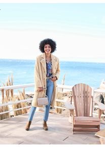 Wintermantel Heine, Damen, Gr. 38, beige (sand), 100% Polyester, &Auml;rmelfutter:100% Polyester, unifarben, unifarben mit Farbeinsatz, unifarben mit Farbeins&auml;tzen, M&auml;ntel Wintermantel