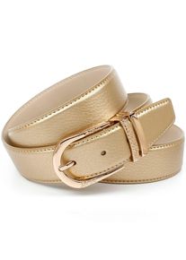 Lederg&uuml;rtel Anthoni Crown, Damen, Gr. 75, gold (goldfarben), Leder, unifarben, G&uuml;rtel Lederg&uuml;rtel, mit Fashion-Dornschlie&szlig;e, doppelte Metallschlaufe