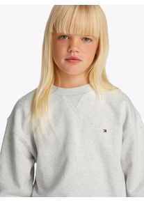 Sweatshirt Tommy Hilfiger "U TIMELESS SWEATSHIRT", Jungen, Gr. 80, wei&szlig; (snow wei&szlig;), Sweatware, Obermaterial: 68% Baumwolle, 32% Polyester, meliert, bequem, Rundhals, Rippb&uuml;ndchen, Sweatshirts Sweatshirt, mit Logostickerei