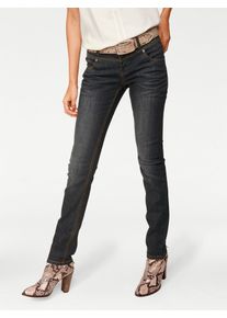 Bequeme Jeans Heine, Damen, Gr. 46, Normalgr&ouml;&szlig;en, schwarz (schwarz denim), 95% Baumwolle, 3% Polyester, 2% Elasthan, unifarben, lang, Jeans Bequeme Jeans