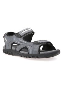 Sandale Geox "UOMO SANDAL STRADA", Herren, Gr. 46, grau (stone, hellgrau), Lederimitat, Schuhe Sandale, Sommerschuh, Klettschuh, Outdoorsandale, im Trekking-Look