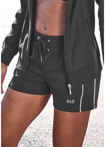 H.I.S. Shorts H.I.S, Damen, Gr. 44/46, N-Gr, blau (marine), Interlock, Obermaterial: 60% Baumwolle, 40% Polyester, unifarben, Basic, bequem ca. Mitte Oberschenkel, Hosen Shorts, mit Piping an der Seite
