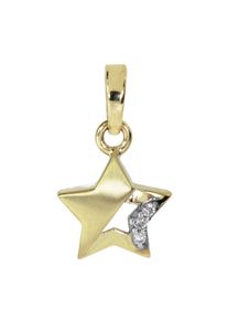 Kettenanh&auml;nger OSTSEE-SCHMUCK "- Stern - Gold 333/000 - Zirkonia" Gr. 17, gold (gold 333, goldfarben, gelb), Schmuckanh&auml;nger, Damen, Gelbgold 333, Kettenanh&auml;nger