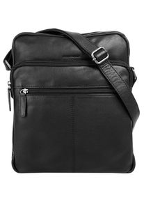 Umh&auml;ngetasche Bodenschatz, Herren, Gr. B/H/T: 29cm x 26cm x 8cm onesize, schwarz, Leder, unifarben, Taschen Umh&auml;ngetasche, echt Leder