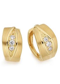 Paar Creolen Firetti "Schmuck Geschenk Silber 925 Ohrschmuck Ohrringe", gold (gelbgoldfarben, kristallwei&szlig;, kristallwei&szlig;), Ohrringe, Damen, 13mm, Silber 925 (Sterlingsilber), Paar Creolen, mit Zirkonia (synth.)