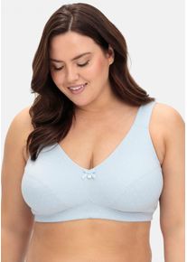 Entlastungs-BH sheego, Damen, Gr. 85, Cup D, blau (hellblau, wei&szlig;), 95% Baumwolle, 5% Elasthan, BHs Entlastungs-BH