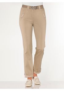 Bequeme Jeans Casual Looks, Damen, Gr. 46, Normalgr&ouml;&szlig;en, beige, 98% Baumwolle, 2% Elasthan, unifarben, lang, Jeans Bequeme Jeans