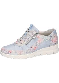 Waldl&auml;ufer Keilsneaker WALDL&Auml;UFER "H-BRUNI", Damen, Gr. 5 (38), hellblau, multicolor, Nubukleder, Veloursleder, Reptilienpr&auml;gung, Schuhe Keilsneaker, Schn&uuml;rschuh, Halbschuh in Bequemweite H (= sehr weit)