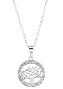 Kette mit Anh&auml;nger Firetti "Schmuck Geschenk, Baum des Lebens", silber (silberfarben), Halsketten, Damen, 0,01, Diamanten Silber 925 (Sterlingsilber), L: 45 B: 1mm, Diamanten, Silber 925 (Sterlingsilber), Kette mit Anh&auml;nger, mit Diamanten, B:1mm