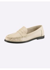 Slipper Heine, Damen, Gr. 38, beige, Leder, Rindsleder, Schuhe Slipper