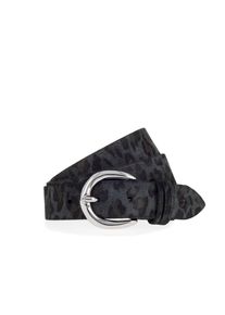 Lederg&uuml;rtel Tamaris, Damen, Gr. 95, grau (schwarz, anthrazit), Rindsleder, Antik-Look, gemustert, used, G&uuml;rtel Lederg&uuml;rtel, Animal-Design, Used Look, 3 cm breit