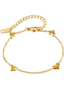 Armband Firetti "Schmuck Geschenk Edelstahl Armschmuck Ankerkettengliederung Herzen", gold (gelbgoldfarben, kristallwei&szlig;, kristallwei&szlig;), Armb&auml;nder, Damen, 22,5cm, Edelstahl, Armband, mit Zirkonia (synth.)