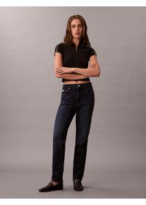 Mom-Jeans Calvin Klein Jeans "NEW MOM JEAN", Damen, Gr. 29, L&auml;nge 30, thompson, Denim/Jeans, Obermaterial: 99% Baumwolle, 1% Elasthan, gerade, unten schmal lang, Jeans Mom-Jeans, mit Markenlabel am Bund