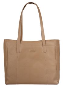 Reisetasche Bugatti "ELSA", Damen, Gr. B/H/T: 39cm x 37cm x 16cm onesize, beige (sand), Leder, leicht gl&auml;nzend, unifarben, Taschen Reisetasche, echt Leder