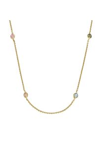 Collier Smart Jewel "Collier mit farbigen Zirkonia-Steinen, vergoldet, Silber 925", bunt (mehrfarbig), Halsketten, Damen, Silber 925 (Sterlingsilber), Collier