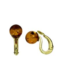Paar Ohrclips OSTSEE-SCHMUCK "- Kugel 8 mm - Gold 585/000 - Bernstein" Gr. 17, gold (gold 585, goldfarben, gelb), Ohrringe, Damen, Gelbgold 585, Paar Ohrclips