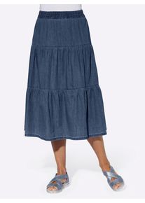 Jeansrock Classic Basics, Damen, Gr. 42, blau (blau, stone, washed), 100% Baumwolle, unifarben, wadenlang, R&ouml;cke Jeansrock