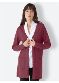Cardigan CREATION L PREMIUM, Damen, Gr. 38, rot (bordeaux), 75% Schurwolle, 25% Seide, unifarben, Strickjacken Cardigan