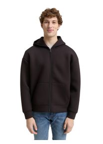 Sweater Tom Tailor Denim, Herren, Gr. M, night watch schwarz, Sweatware, Obermaterial: 77% Polyester, 15% Viskose, 8% Elasthan, unifarben, regular fit taillenbedeckt, ohne Ausschnitt, B&uuml;ndchen, Sweatshirts Sweater, mit Taschen