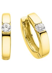 Paar Creolen Bruno Banani "Schmuck Geschenk Silber 925 Ohrschmuck Ohrringe", gold (gelbgoldfarben, wei&szlig;, kristallwei&szlig;), Ohrringe, Damen, 15mm, Silber 925 (Sterlingsilber), Paar Creolen, mit Zirkonia (synth.)