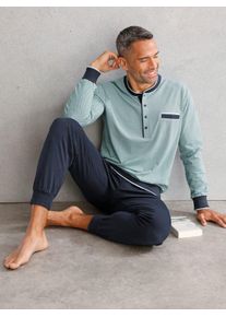 Schlafanzug PASTUNETTE, Herren, Gr. 44/46, bunt (mint, marine), 100% Baumwolle, Homewear-Sets Schlafanzug