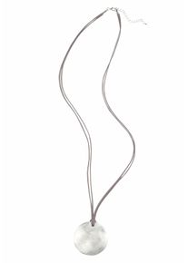 Lange Kette Firetti "mit runden mattiertem Anh&auml;nger", grau (metallfarben, grau), Halsketten, Damen, Metall Synthetik, L: 103, Metall, Synthetik, Lange Kette