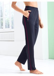 Homewearpants, Damen, Gr. 46, Normalgr&ouml;&szlig;en, bunt (marine, fuchsia), 100% Baumwolle, unifarben, lang, Hosen Homewearpants