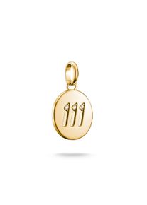 Charm-Einh&auml;nger Thomas Sabo "Charm Angel Number 111 vergoldet - Connect", gold (gelbgoldfarben, kristallwei&szlig;, kristallwei&szlig;), Charms, Damen, Silber 925 (recycelt), Charm-Einh&auml;nger, mit Zirkonia (synth.)
