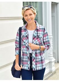 Hemdbluse Casual Looks, Damen, Gr. 50, bunt (fuchsia, nachtblau, kariert), 65% Polyester, 35% Baumwolle, gemustert, kariert, mehrfarbig, Blusen Hemdbluse