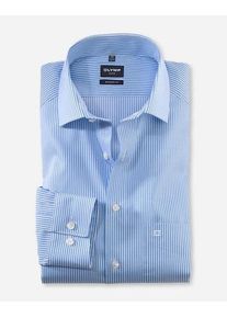Businesshemd OLYMP "Luxor modern fit", Damen, Gr. 43, N-Gr, blau (bleu), Web, Obermaterial: 100% Baumwolle, gestreift, Hemden Businesshemd