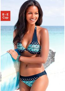 B&uuml;gel-Bikini Kangaroos, Damen, Gr. 44, Cup C, blau (marine, bedruckt), Polyamid, bedruckt, gemustert, Bikini-Sets B&uuml;gel-Bikini, im Rauten-Look, Topseller