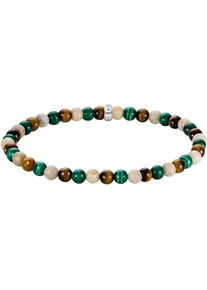 Armband Thomas Sabo "Bead Armband" Gr. 21, silber (silberfarben, gr&uuml;n, braun, natur, gr&uuml;n, braun, natur), Armb&auml;nder, Damen, 21, Silber 925 (recycelt), Armband, mit Malachit, Tigerauge, Jaspis