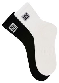 Socken HUGO UNDERWEAR "2P QS RIB GIFT CC", Damen, Gr. 36-42, wei&szlig;, schwarz, Baumwollmischung, unifarben, Socken Socken, mit Logoschriftzug und Glitzergarn