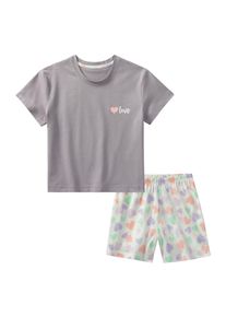 Pyjama Petite Fleur, M&auml;dchen, Gr. 134/140, bunt, Single Jersey, Obermaterial: 100% Baumwolle, bedruckt, Rundhals, abgesteppte Kante, Homewear-Sets Pyjama, Schlafanzug mit modisch kurzem Shirt