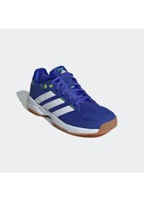 Hallenschuh adidas Performance "STABIL INDOOR KIDS", Jungen, Gr. 38,5, bunt (lucid blau, cloud wei&szlig;, lucid lemon), Leder, Textil, Schuhe Hallenschuh, f&uuml;r Kinder & Jugendliche