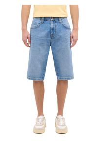 Shorts Mustang "Style Jackson Short", Herren, Gr. 33, N-Gr, blau (strong bleach), Denim/Jeans, Obermaterial: 82% Baumwolle, 17% Polyester, 1% Elasthan, unifarben, straight fit knielang, Hosen Shorts, Sommerhose mit Kontrastn&auml;hten