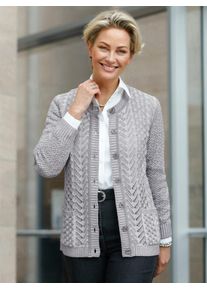 Cardigan Classic Basics, Damen, Gr. 50, grau (grau, meliert), 75% Baumwolle, 25% Polyacryl, meliert, Strickjacken Cardigan