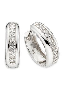 Paar Creolen Bruno Banani "Schmuck Geschenk Silbercreolen", silberfarben, kristallwei&szlig;, kristallwei&szlig;, Ohrringe, Damen, 15mm, Silber 925 (Sterlingsilber), Paar Creolen, mit Zirkonia (synth.)