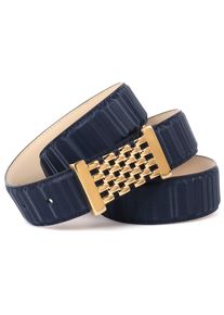 Lederg&uuml;rtel Anthoni Crown, Damen, Gr. 75, blau (dunkelblau), Rindsleder, unifarben, G&uuml;rtel Lederg&uuml;rtel, mit goldfarbener Koppelschlie&szlig;e