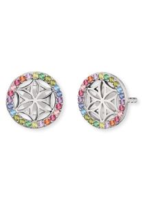 Paar Ohrstecker Engelsrufer "Lebensblume", bunt (silberfarben, rot, orange, gr&uuml;n, lila, blau, rosa, rot, orange, gr&uuml;n, lila, blau, rosa), Ohrringe, Damen, 10mm, Silber 925 (Sterlingsilber), Paar Ohrstecker, mit Zirkonia (synth.)