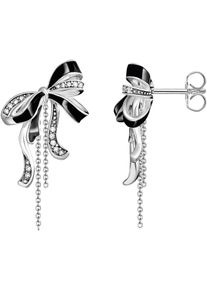 Paar Ohrh&auml;nger Thomas Sabo "Schleifen-Ohrringe Lovely Romance", schwarz-wei&szlig; (silberfarben, schwarz, wei&szlig;, wei&szlig;), Ohrringe, Damen, Silber 925 (recycelt), Paar Ohrh&auml;nger, mit Zirkonia (synth.)