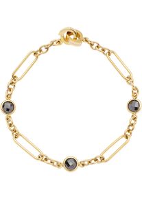 Armband Leonardo "Delica Clip&Mix", schwarz (gelbgoldfarben, schwarz, schwarz), Armb&auml;nder, Damen, 19cm, Edelstahl, Armband, mit Kristallglas