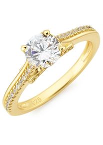Fingerring Firetti "Schmuck Geschenk Silber 925 Silberring Verlobungsring" Gr. 56, gold (gelbgoldfarben, kristallwei&szlig;), Fingerringe, Damen, 56, Silber 925 (Sterlingsilber), 2,3mm, Fingerring, mit Zirkonia (synth.)