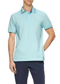 Poloshirt s.Oliver, Herren, Gr. M, blau (turquise), Piqu&eacute;, Obermaterial: 95% Baumwolle, 5% Elasthan, unifarben, regular fit taillenbedeckt, gerader Abschluss kontrastfarben, Shirts Poloshirt, mit Kontrast-Details