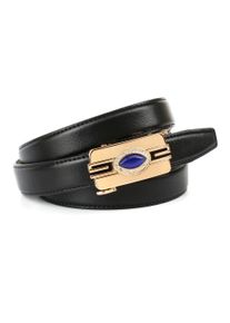 Lederg&uuml;rtel Anthoni Crown, Damen, Gr. 85, schwarz, Leder, unifarben, G&uuml;rtel Lederg&uuml;rtel, Schlie&szlig;e mit blauem Schmuckstein