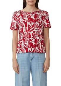 Print-Shirt s.Oliver, Damen, Gr. 36, chilli pepper aop, Jersey, Obermaterial: 50% Baumwolle, 50% Modal, bedruckt, gebl&uuml;mt, regular fit h&uuml;ftbedeckend, Rundhals, Shirts Print-Shirt, im O-Shape mit Cut-out